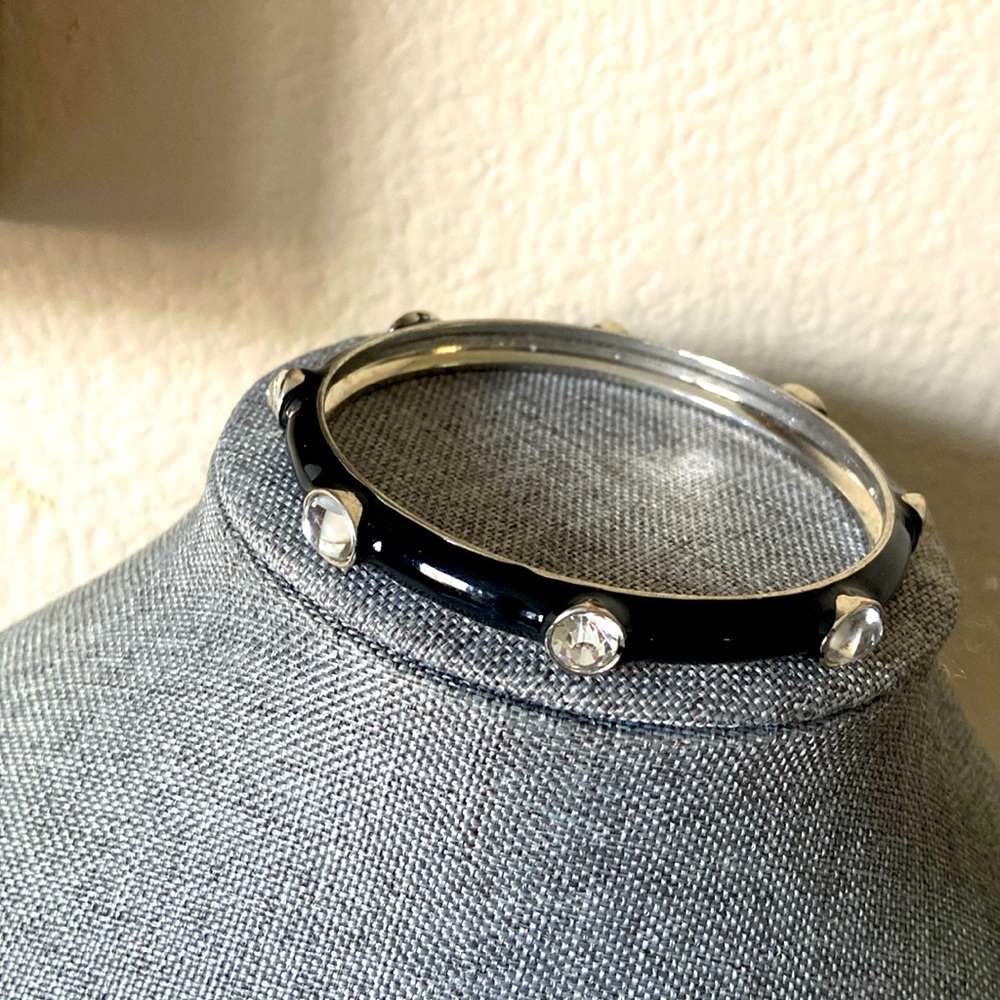 Vintage 90s Black Enamel On Metal With Rhinstoned